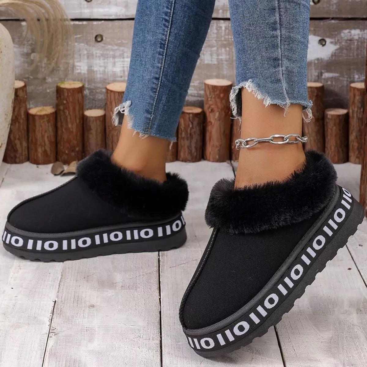 Round Toe Plush Lined Ankle Boots - Lilixa.store