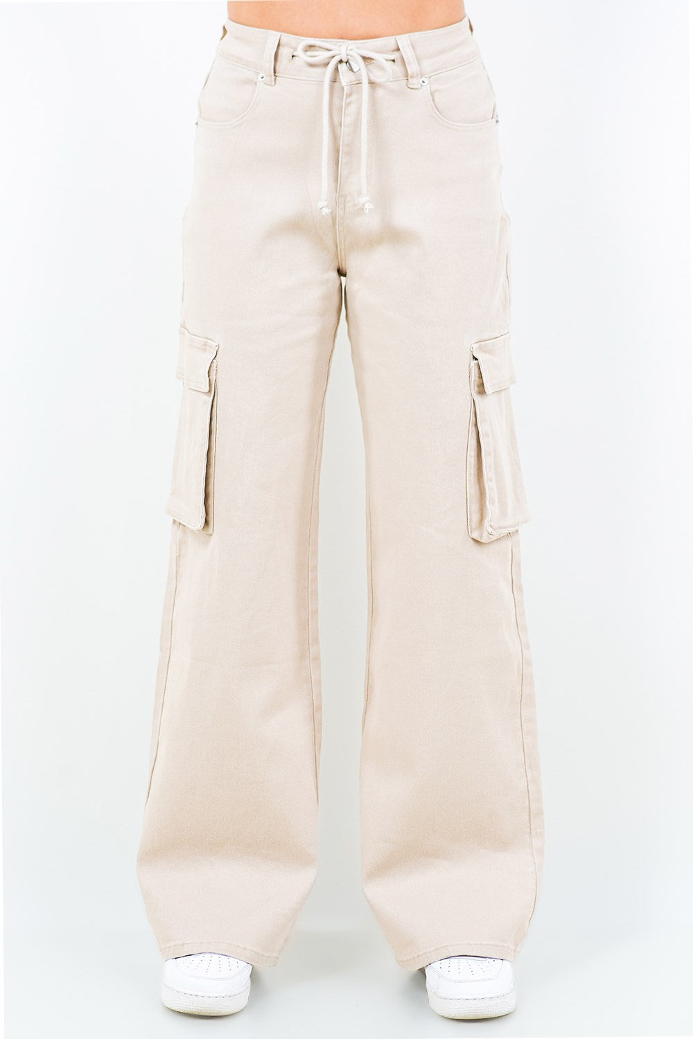 American Bazi Full Size Drawstring Wide Leg Cargo Pants Plus Size - Lilixa.store