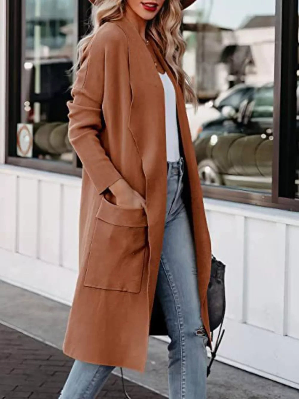 Open Front Dropped Shoulder Outerwear - Lilixa.store