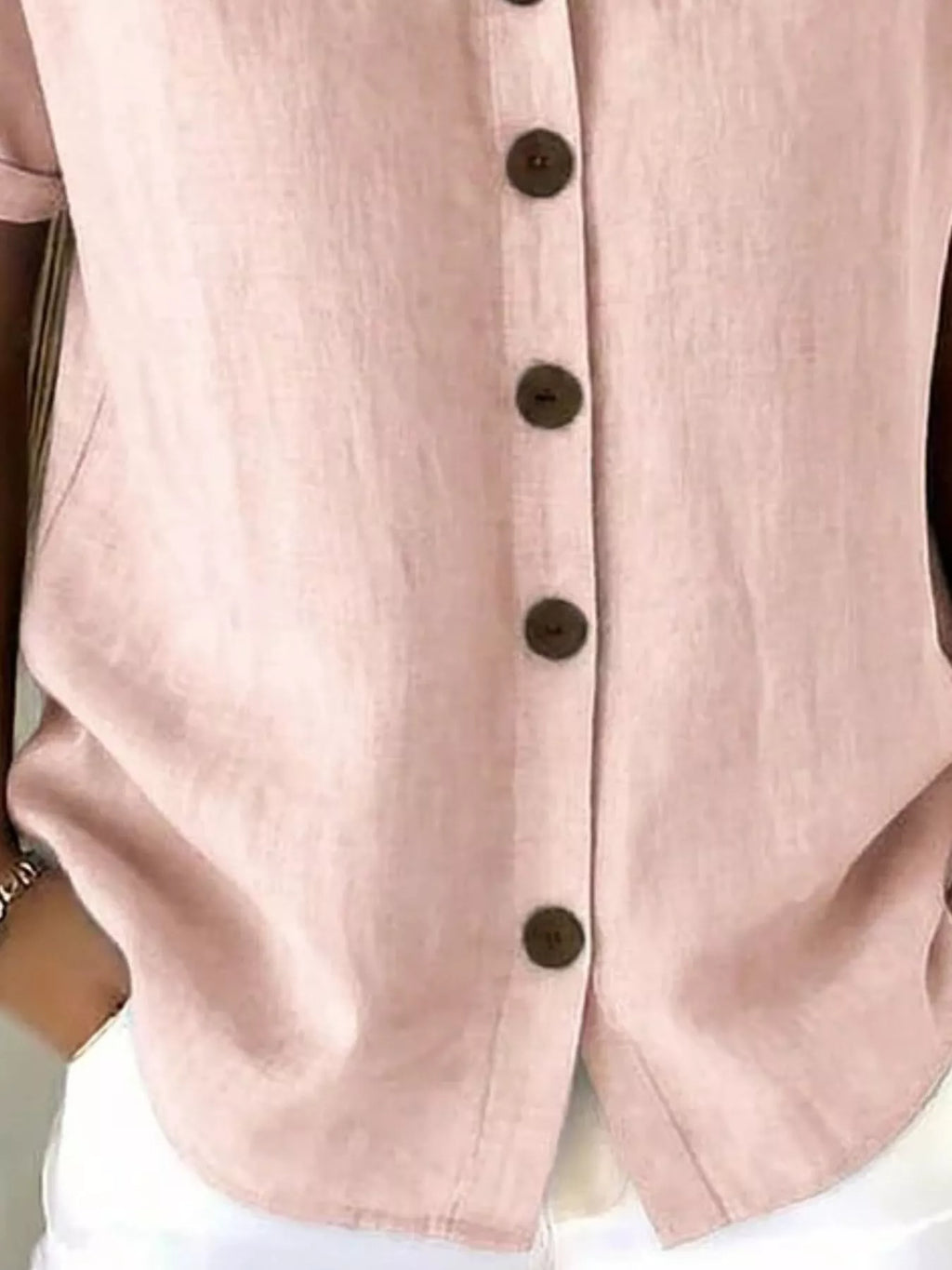 Full Size Button-Down Short Sleeve Shirt Plus Size - Lilixa.store