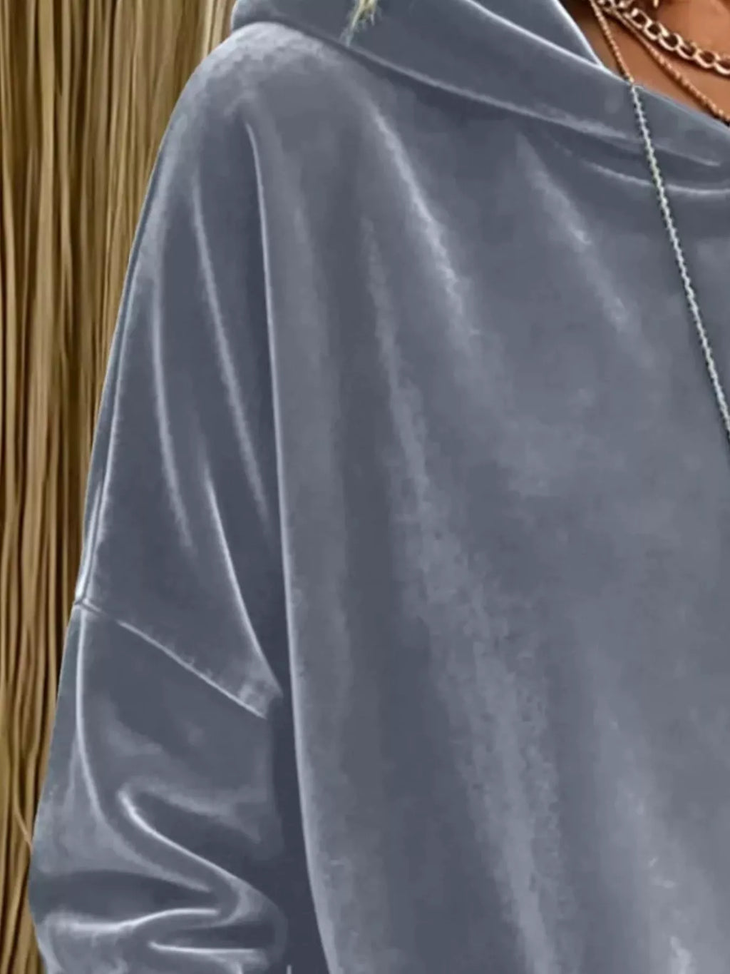 Full Size Velvet Long Sleeve Hoodie with Front Pockets Plus Size - Lilixa.store
