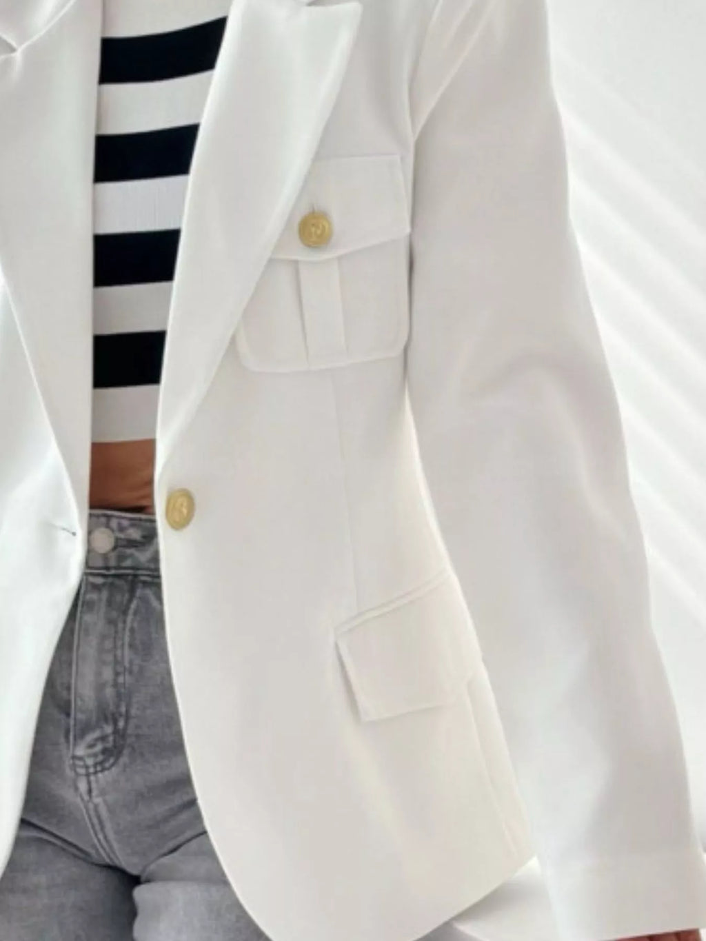 Lapel Collar One Button Blazer - Lilixa.store