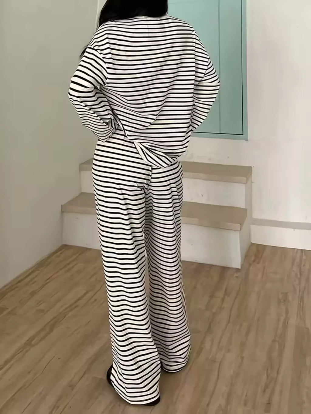 Striped Long Sleeve Top and Pants Set - Lilixa.store
