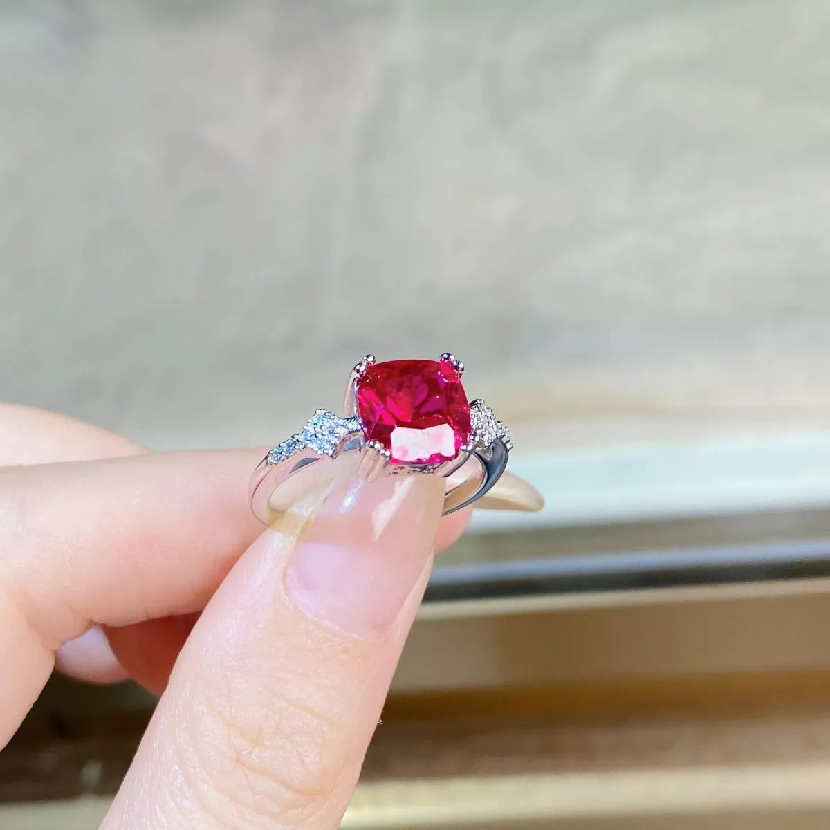 925 Sterling Silver Zircon Geometric Ring