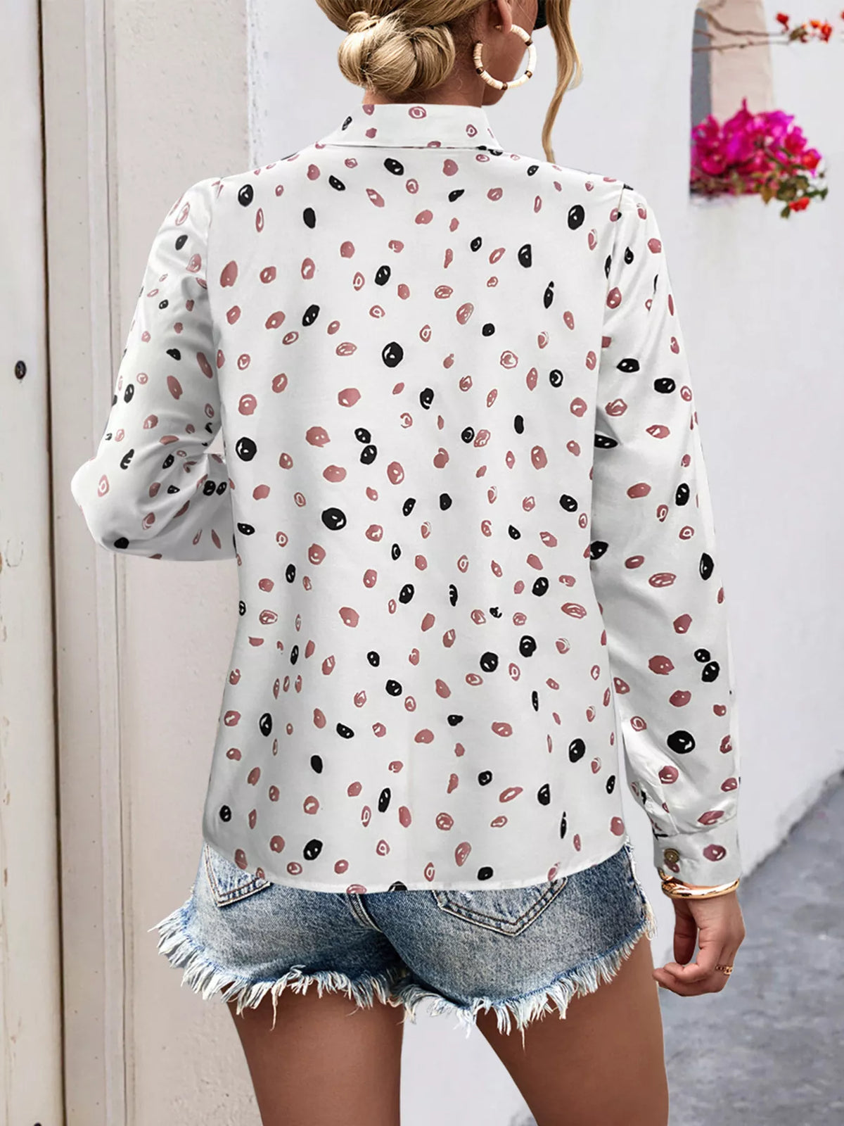 Printed Button-Down Long Sleeve Shirt