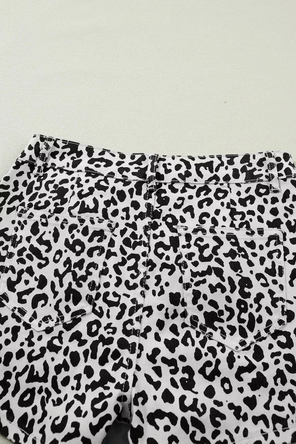 Leopard Print Button Overlap Denim Shorts - Lilixa.store