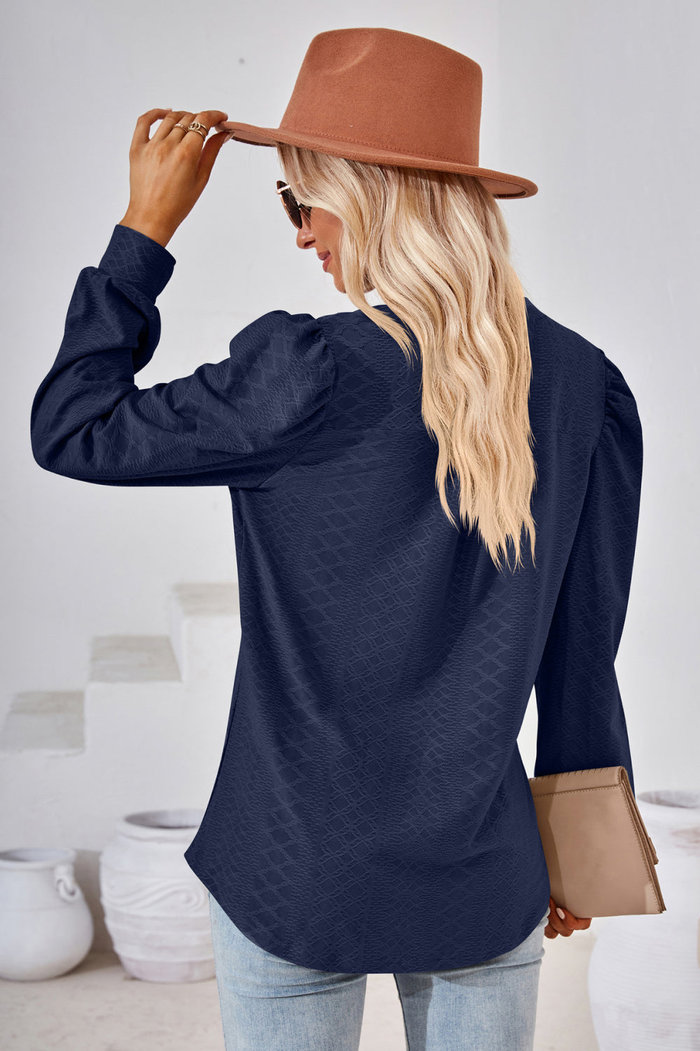 V-Neck Puff Sleeve Blouse, view 6