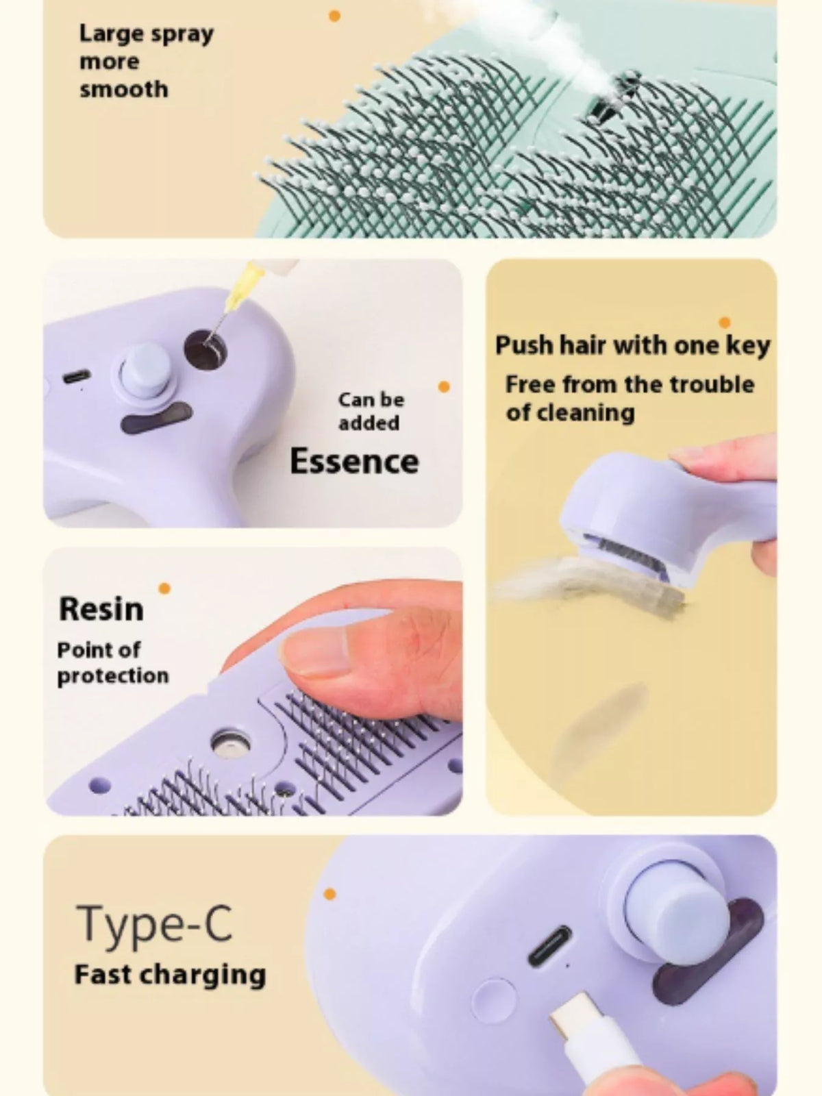 One-Touch Spray Pet Hair Remover Comb - Lilixa.store