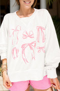 Bow Round Neck Long Sleeve Sweatshirt - Lilixa.store