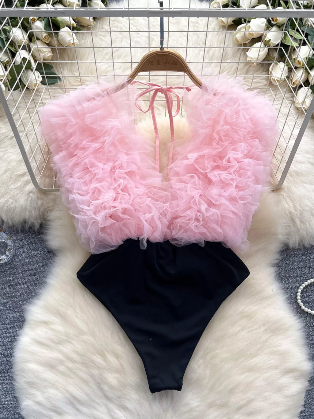 Ruffle Trim Sleeveless Bodysuit - Lilixa.store