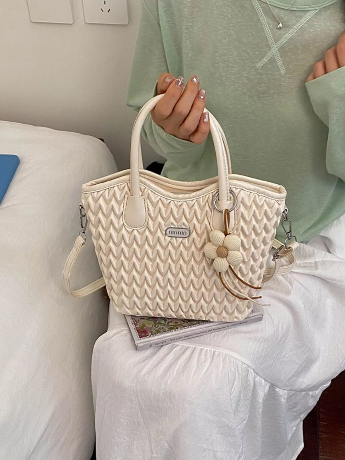 Top Handle Texture Crossbody Bag