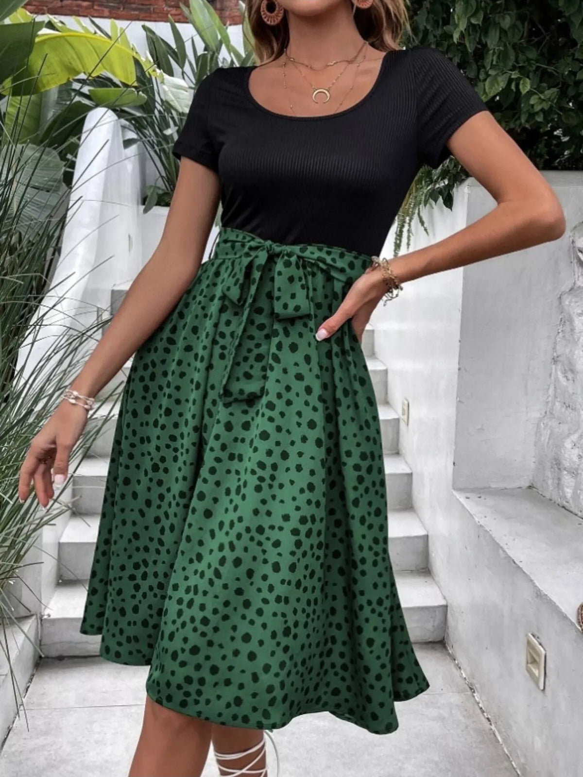 Leopard Print Tie-Waist Dress - Lilixa.store