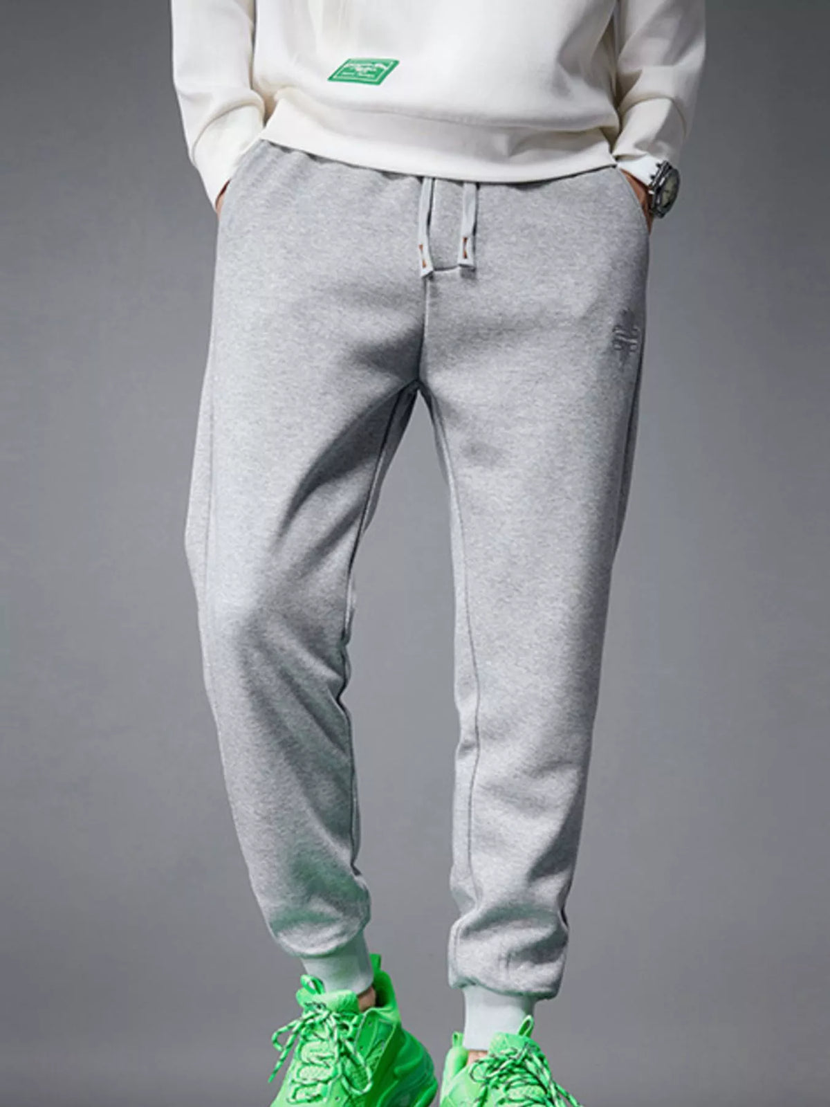 Men's Drawstring Joggers with Pockets in Gray