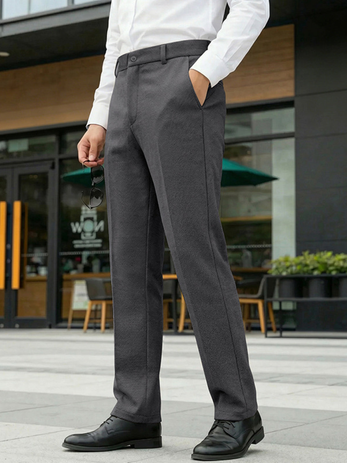 Men's Full Size Classic Fit Dress Pants Plus Size in Dark Gray
