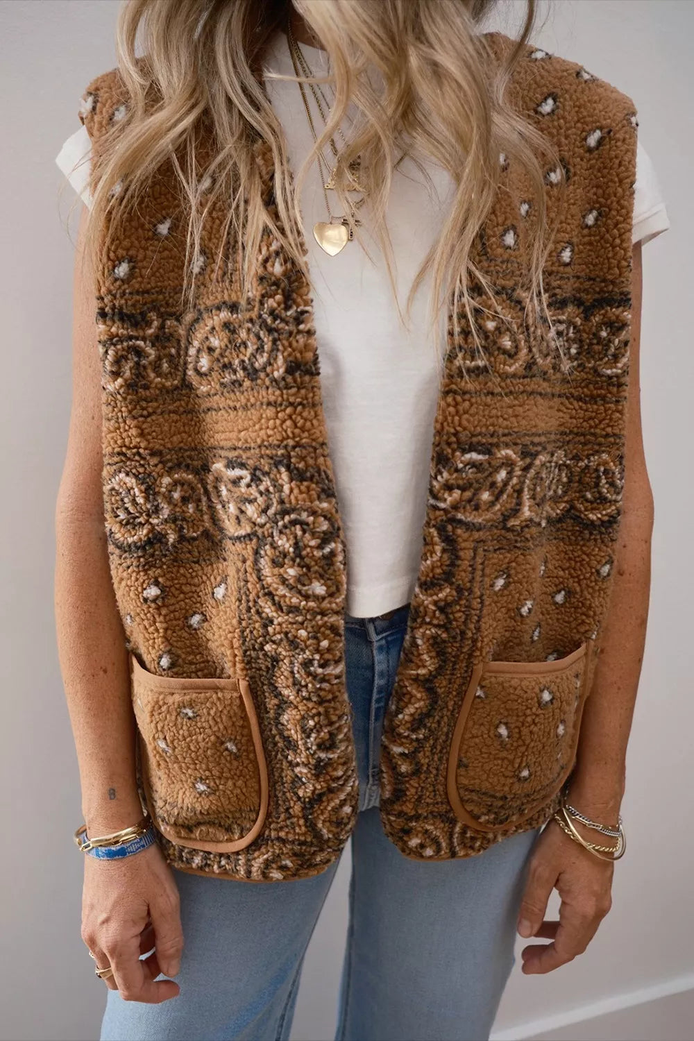 Fleece Open Front Vest Coat - Lilixa.store