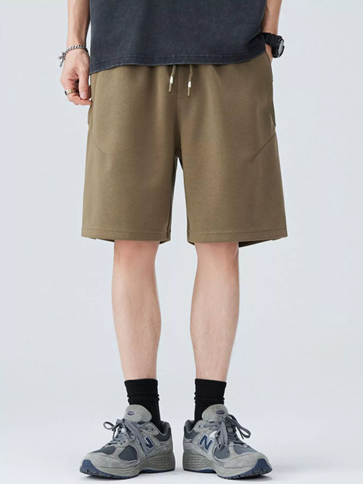 Men's Plus Size Casual Comfort Drawstring Shorts in Khaki