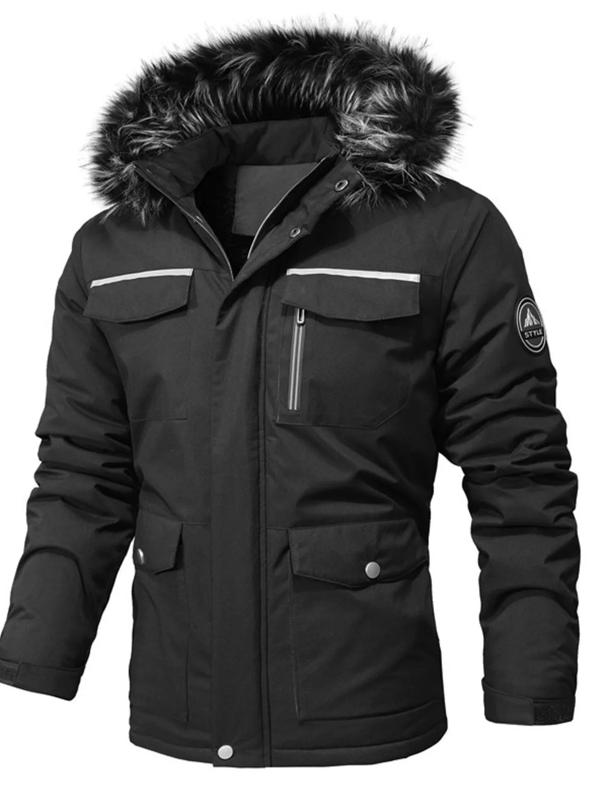 Men's Plus Size Fur Hooded Winter Parka Coat - Lilixa.store