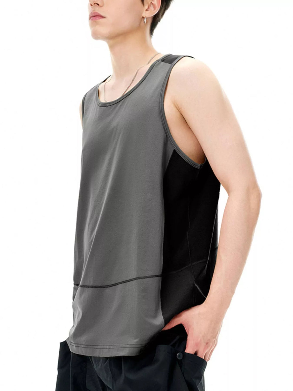 Men's Color Block Round Neck Tank