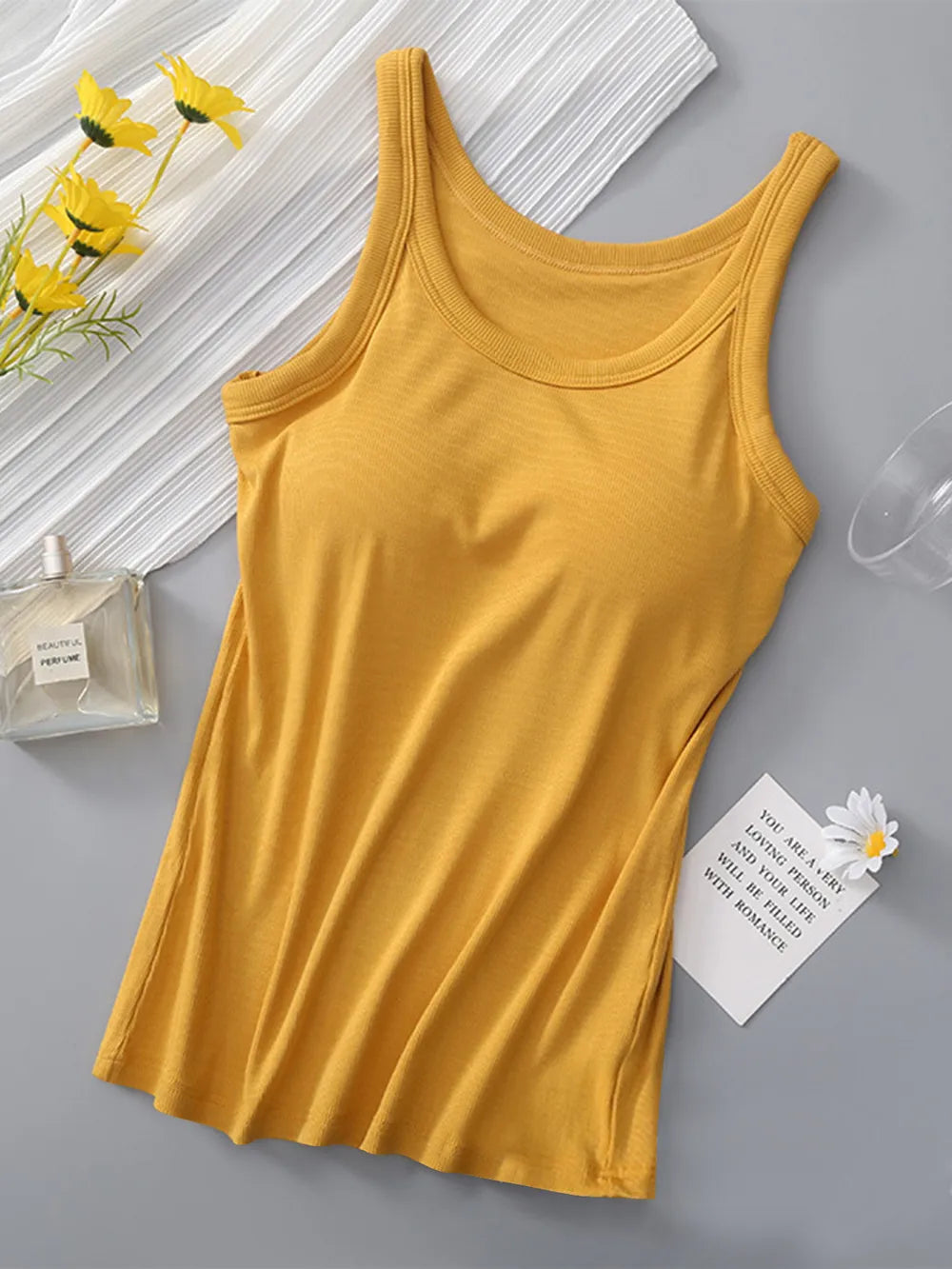 Round Neck Tank with Bra - Lilixa.store