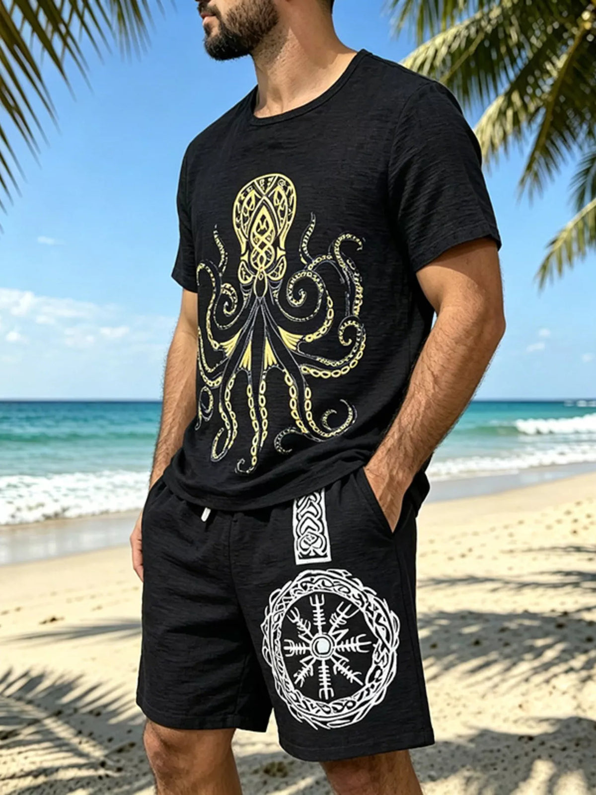 Men's Full Size Round Neck Tee and Shorts Set Plus Size - Lilixa.store