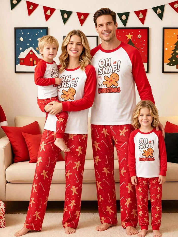 Family Matching Christmas Pajamas Set with Gingerbread Man Print - Lilixa.store