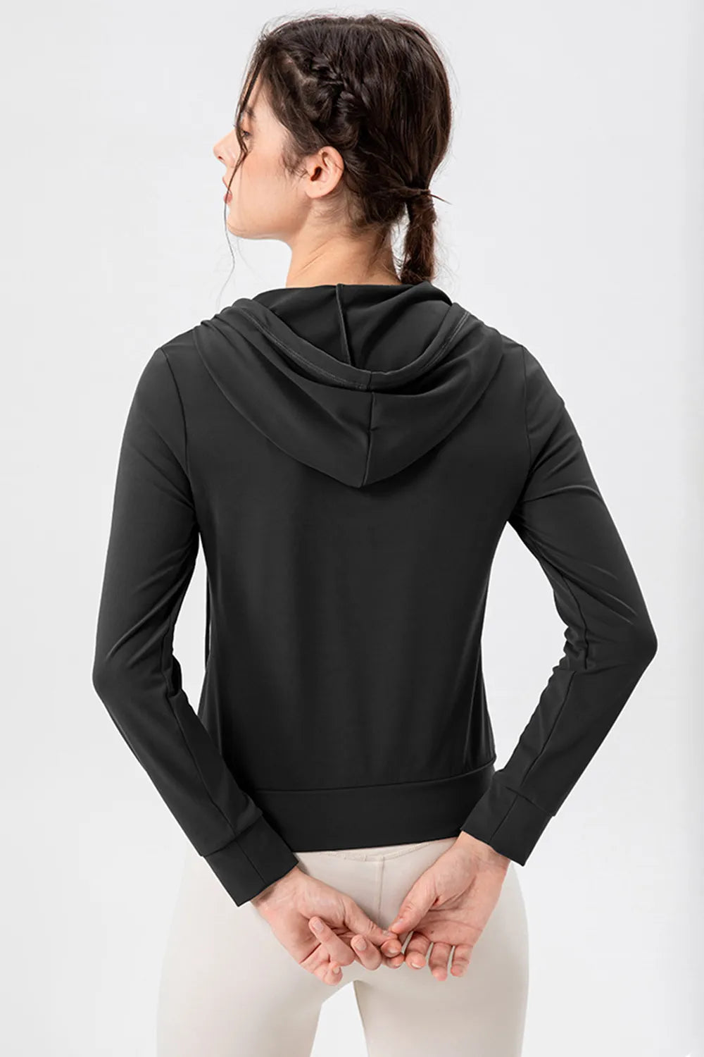 Drawstring Zip Up Hooded Active Outerwear - Lilixa.store