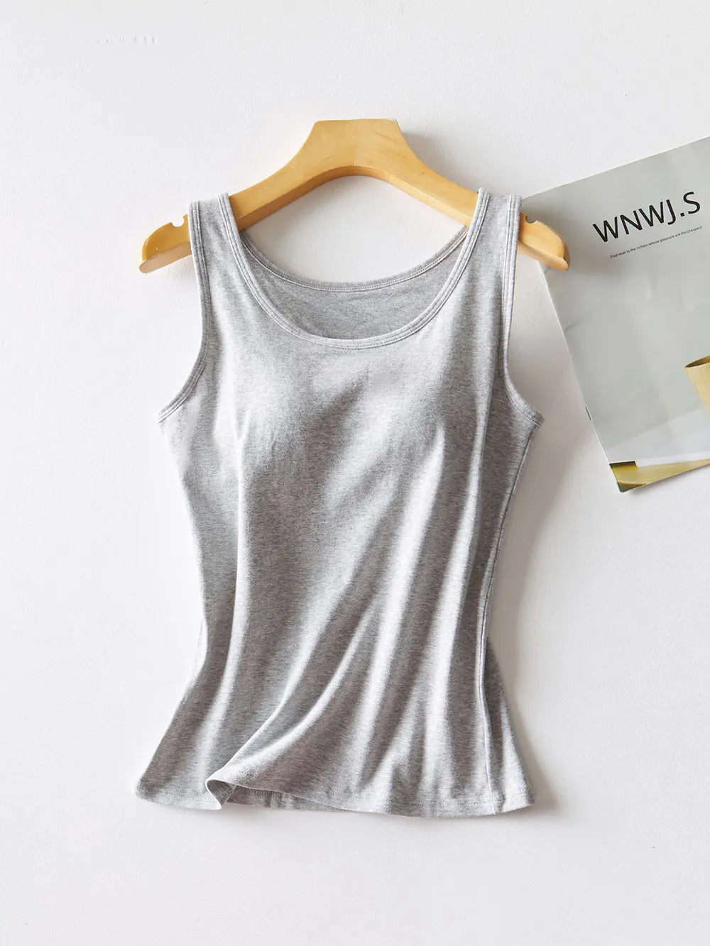 Round Neck Tank with Bra - Lilixa.store