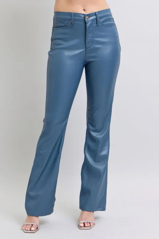 Judy Blue Full Size High Waist Tummy Control Faux Leather Bootcut Pants Plus Size - Lilixa.store