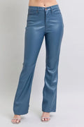 Judy Blue Full Size High Waist Tummy Control Faux Leather Bootcut Pants Plus Size - Lilixa.store