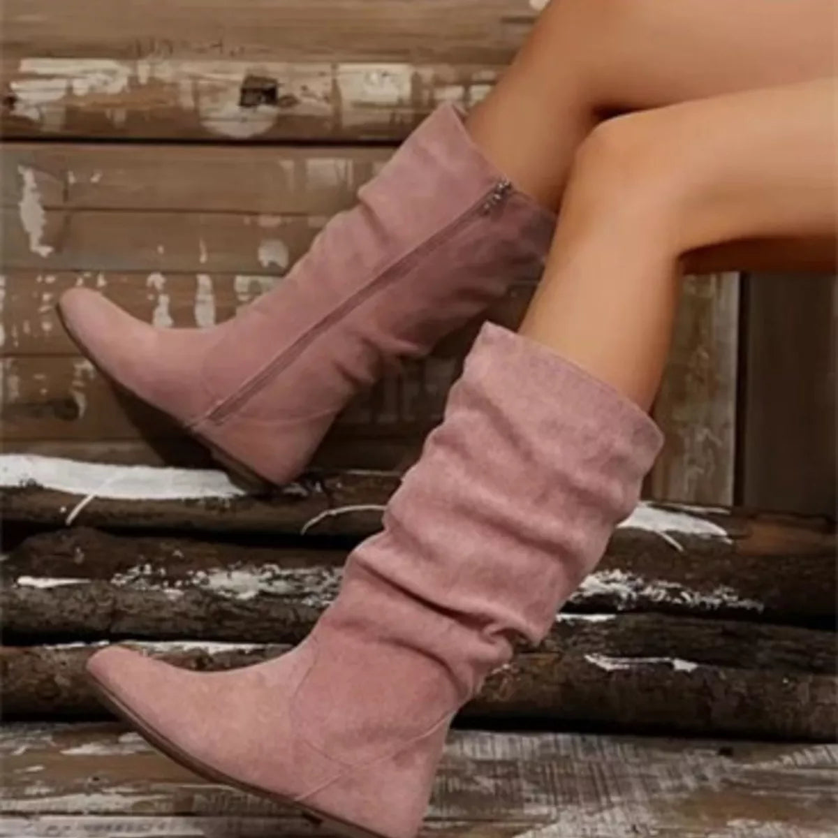 Size Zip Slouchy Boots - Lilixa.store