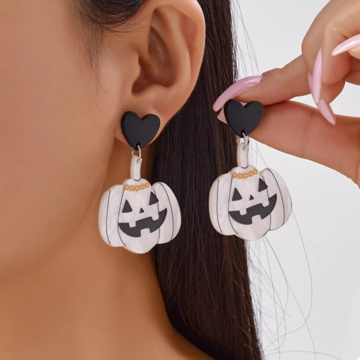 Halloween Pumpkin Heart Drop Earrings - Lilixa.store