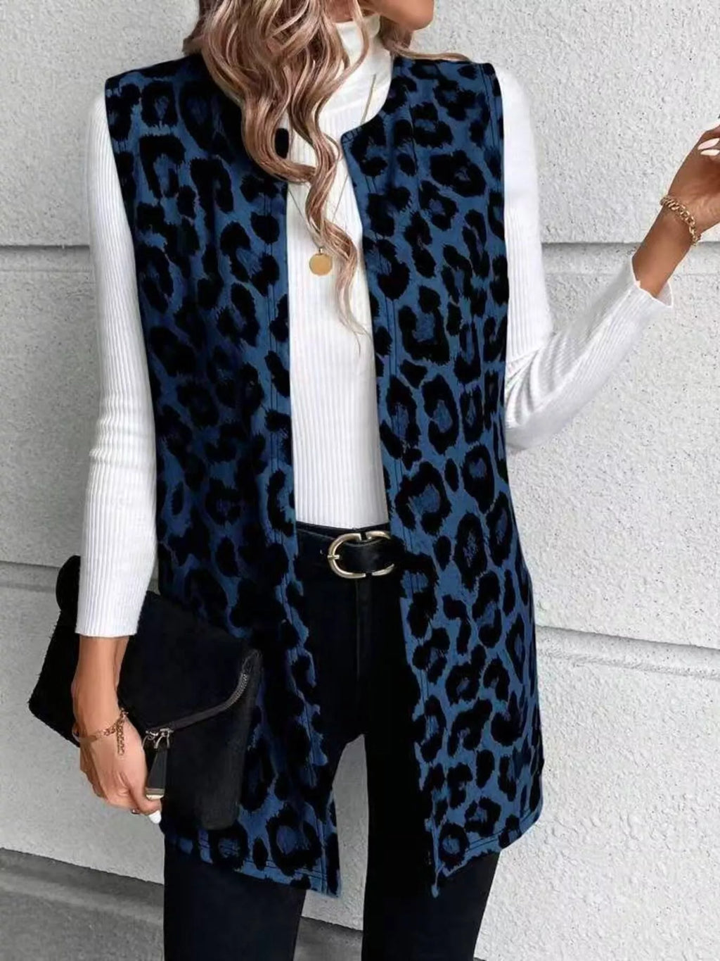 Sleeveless Leopard Print Vest Coat - Lilixa.store