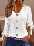 Eyelet Tie-Sleeve Detail Top - Lilixa.store