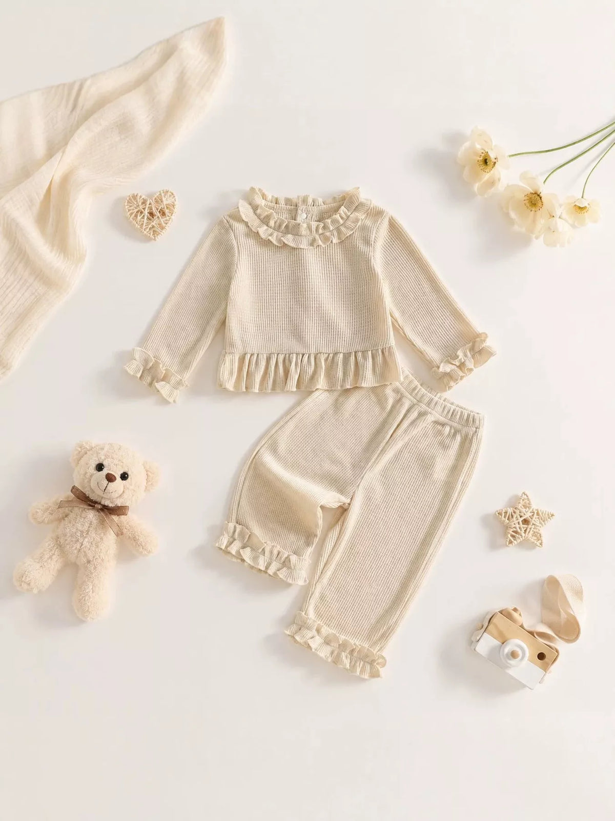 Children's Ruffle Trim Long Sleeve Top and Pants Set - Lilixa.store