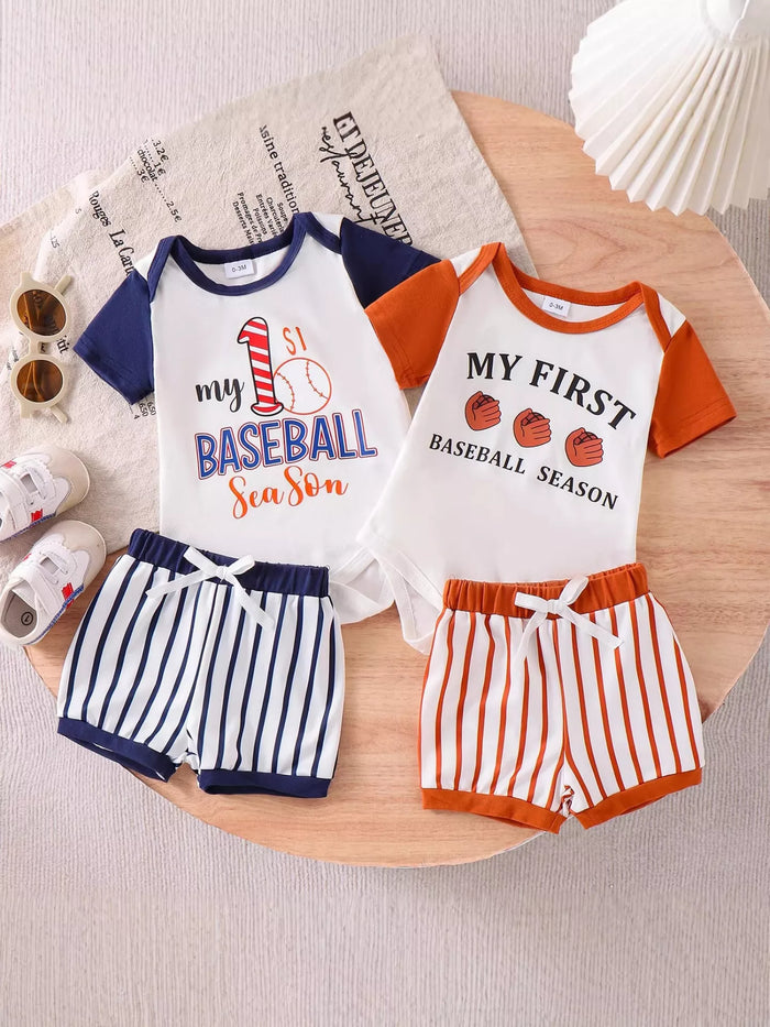 Children's My First Baseball Season Bodysuit and Shorts Set - Lilixa.store
