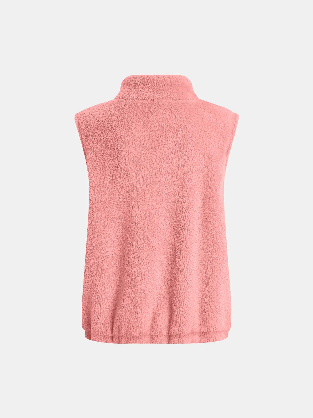 Full Size Fuzzy Zip Up Vest Coat with Pockets, view 10