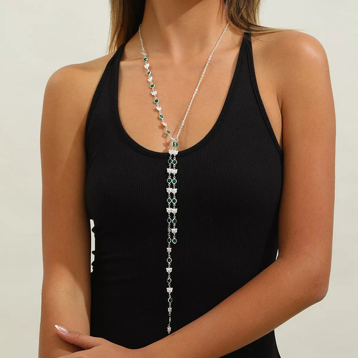 Rhinestone Butterfly Tassel Y‑Shape Lariat Necklace - Lilixa.store