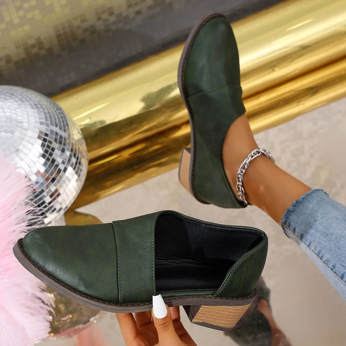 Point Toe Block Heels Pumps - Lilixa.store