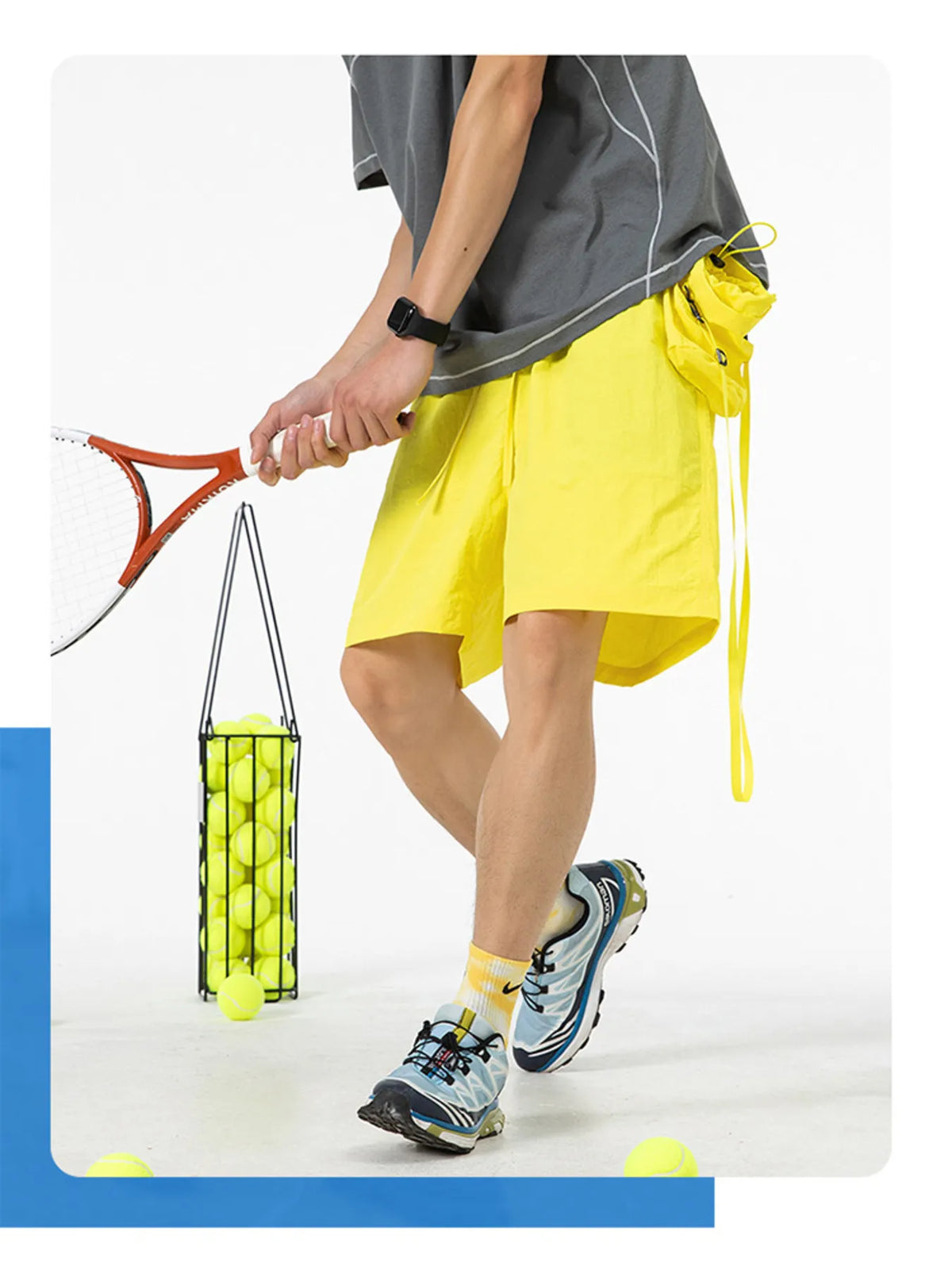 Men's Drawstring Pocketed Active Shorts in Yellow
