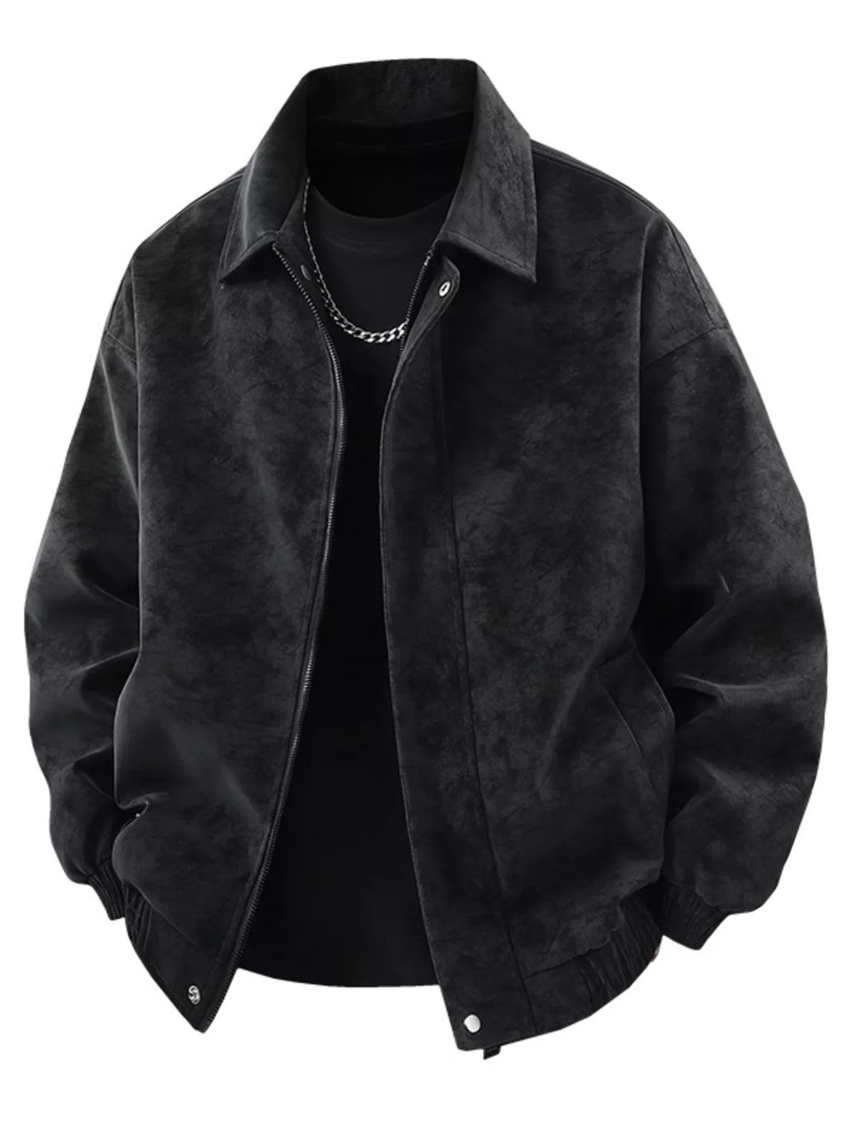 Men's Plus Size Zip Up Leather Jacket - Lilixa.store