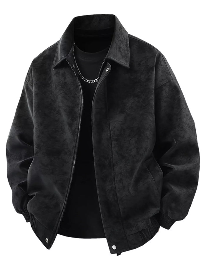 Men's Plus Size Zip Up Leather Jacket - Lilixa.store