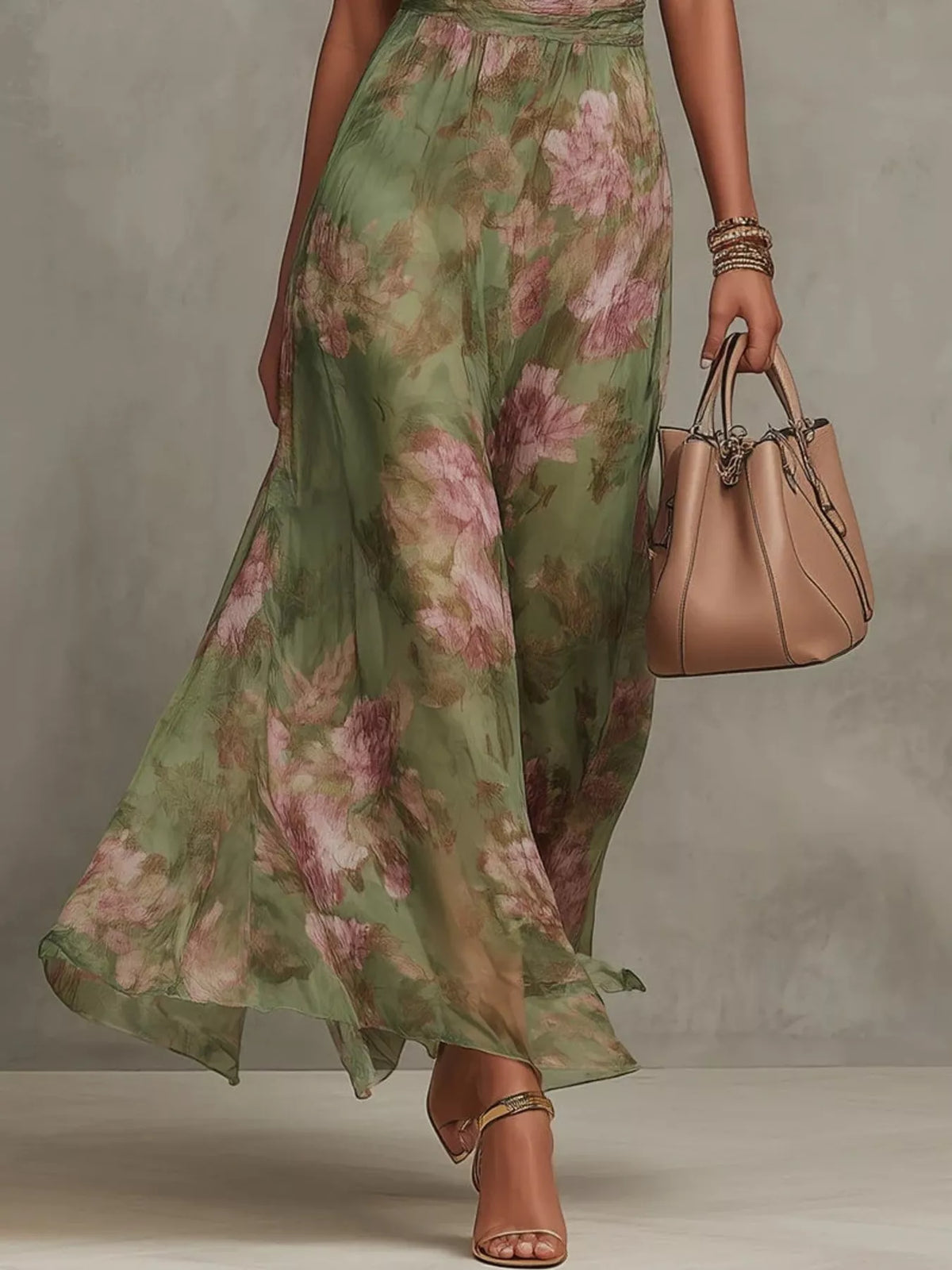 Floral Print Sleeveless Maxi Dress