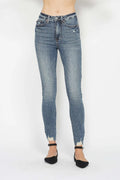 Judy Blue Full Size Tummy Control Vintage Wash Hem Destroy Skinny Jeans - Lilixa.store