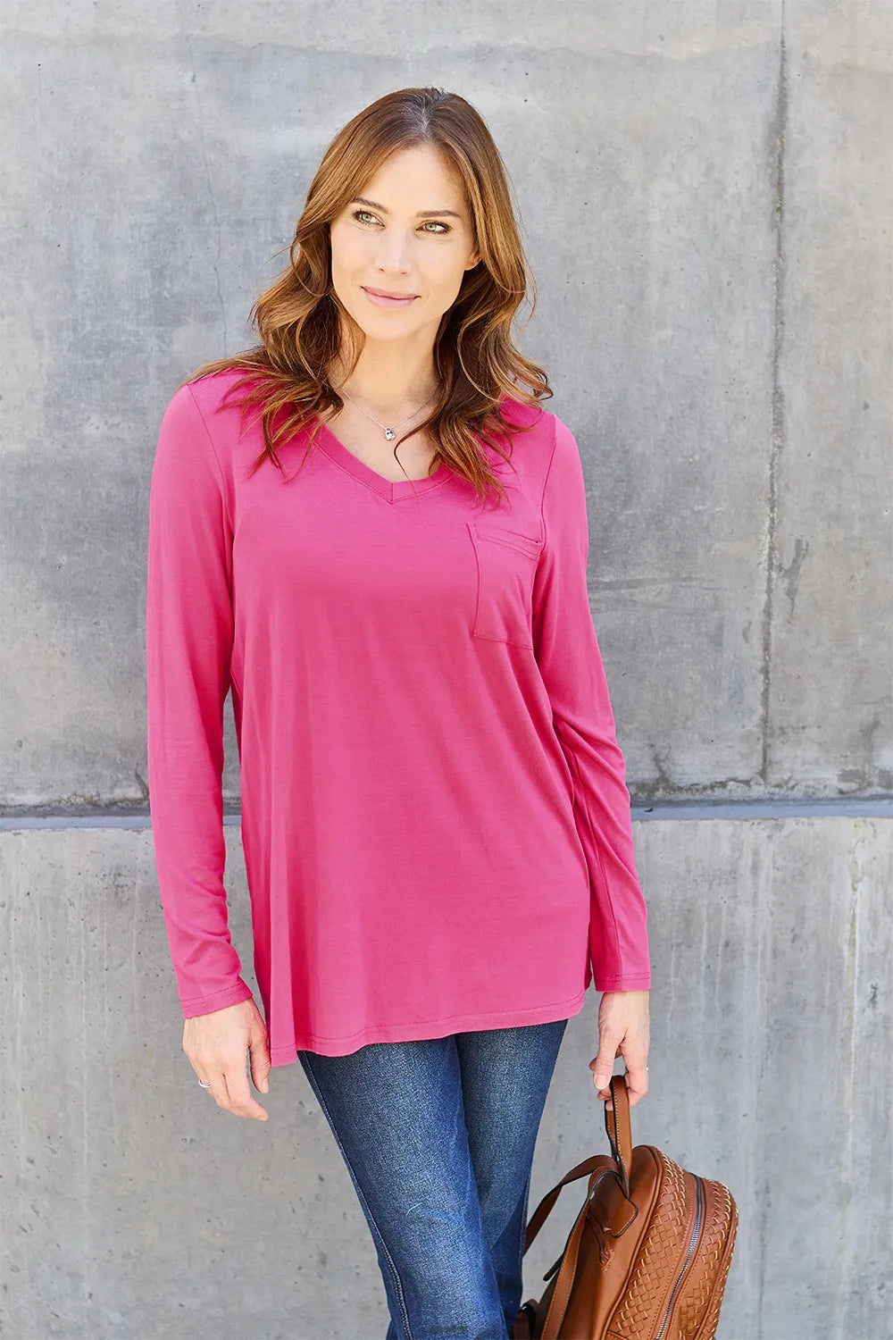 Basic Bae Full Size V-Neck Long Sleeve Top - Lilixa.store
