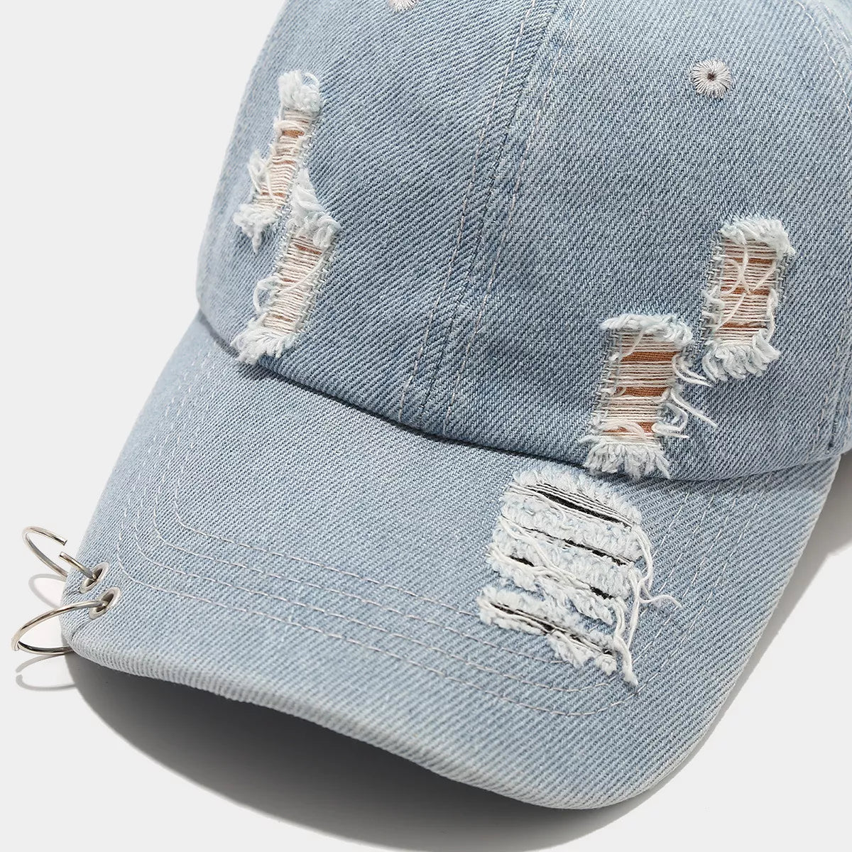 Distressed Denim Baseball Cap - Lilixa.store
