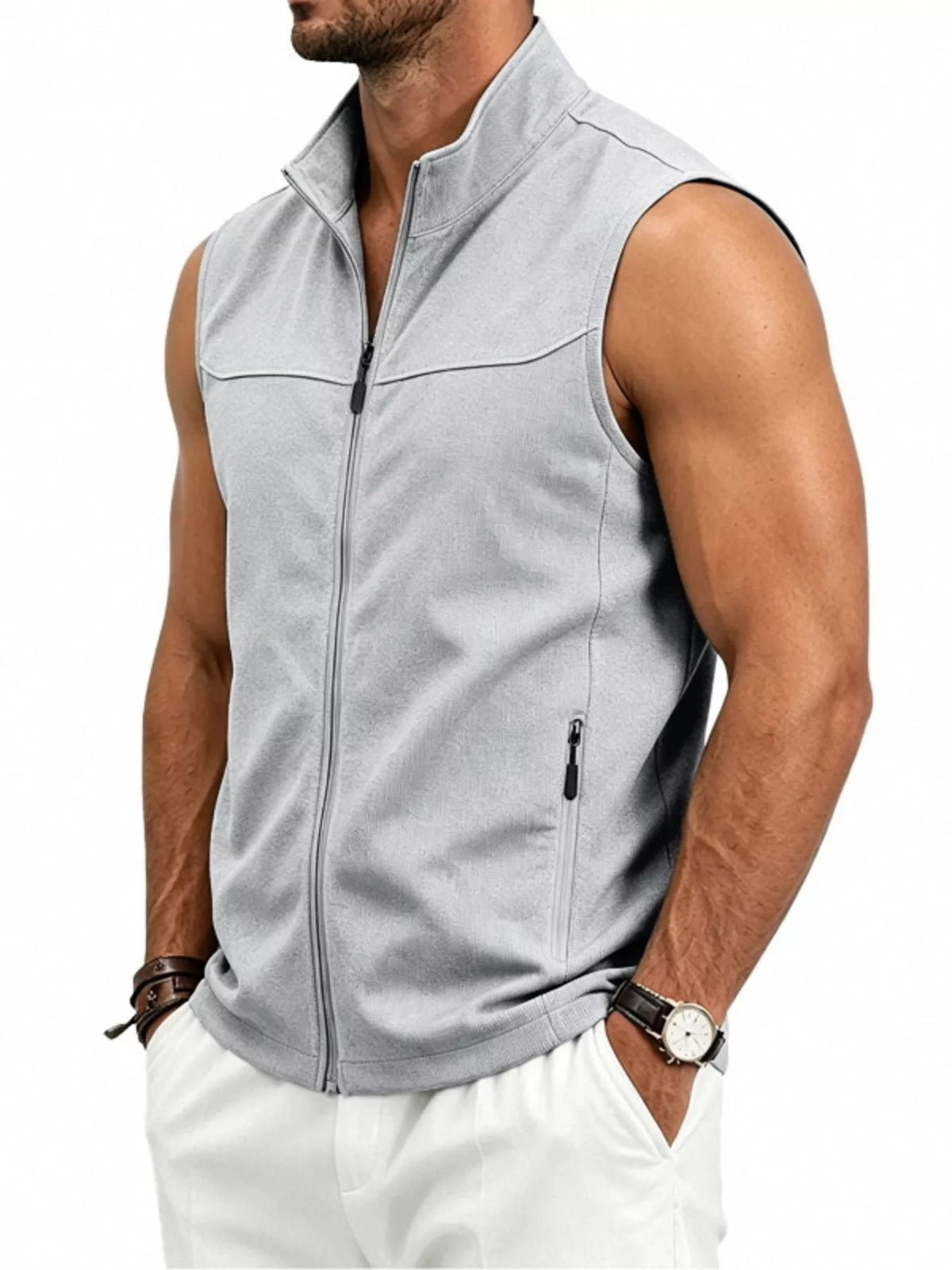 Men's Plus Size Zip Up Vest - Lilixa.store