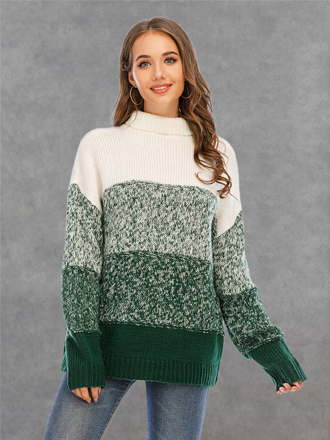 Angel Wings Color Block Turtleneck Sweater, view 4