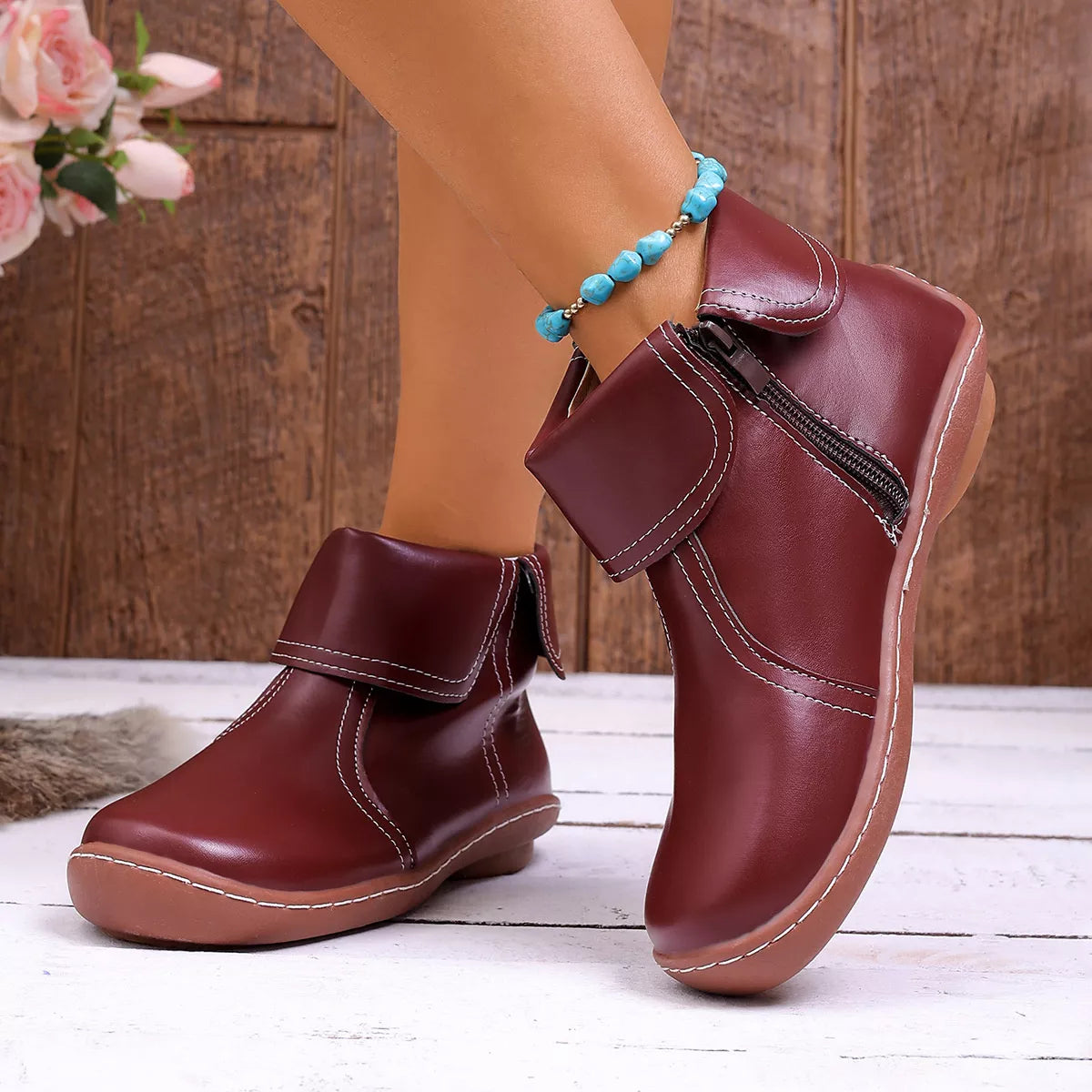 Round Toe Side Zipper Boots - Lilixa.store