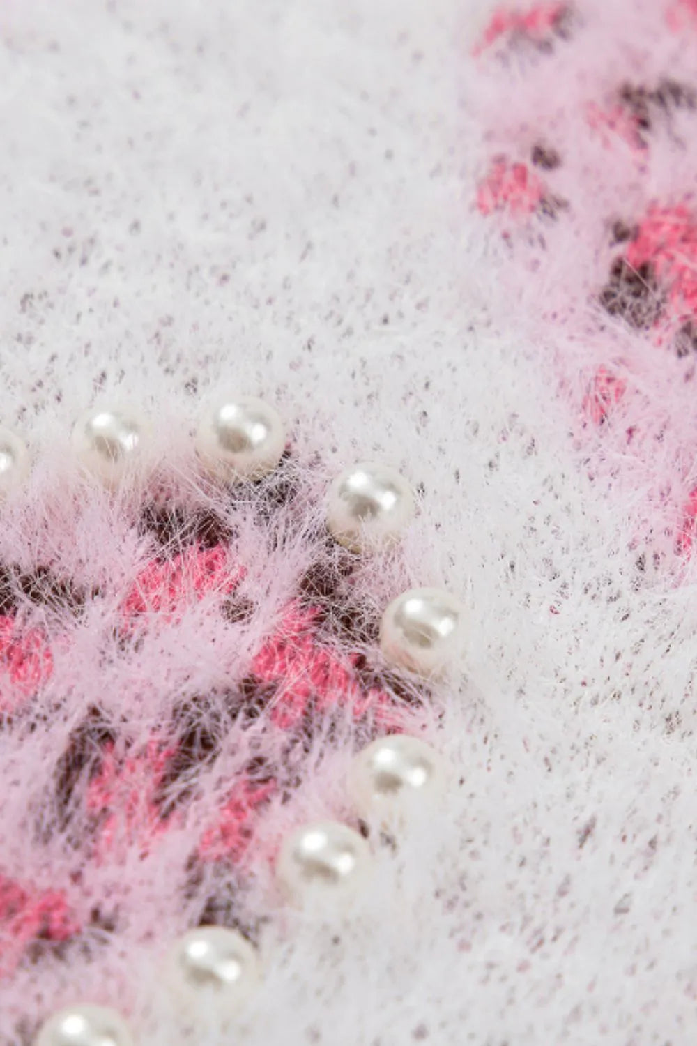 Pearl Detail Heart Round Neck Sweater - Lilixa.store