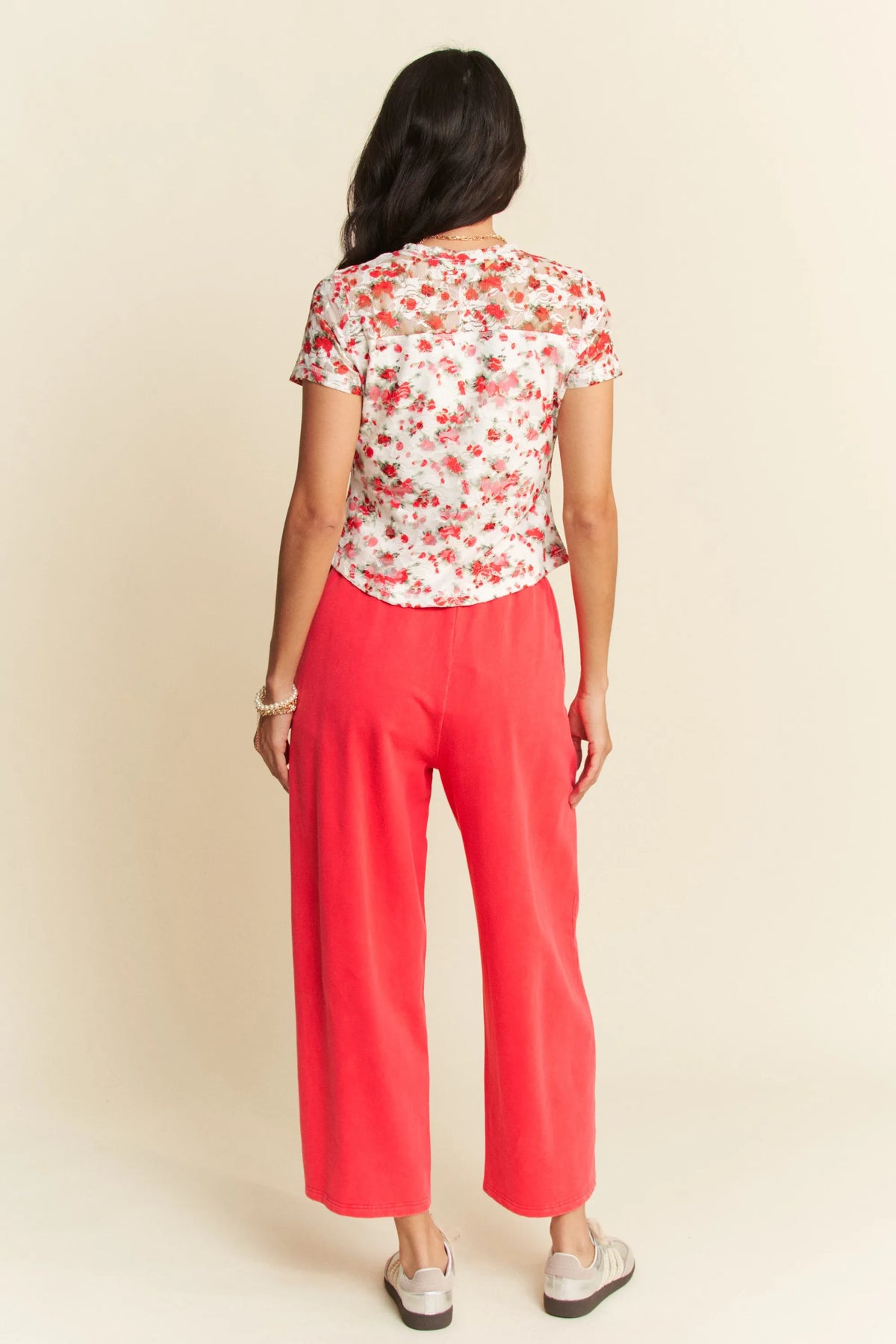 Davi & Dani Ribbon Short Sleeve Layered Mesh Top - Lilixa.store